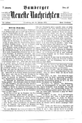 Bamberger neueste Nachrichten Dienstag 16. Februar 1875