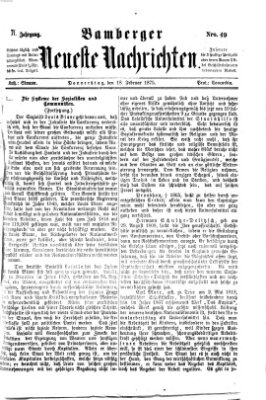 Bamberger neueste Nachrichten Donnerstag 18. Februar 1875