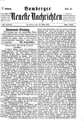 Bamberger neueste Nachrichten Dienstag 30. März 1875