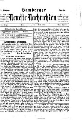 Bamberger neueste Nachrichten Donnerstag 1. April 1875