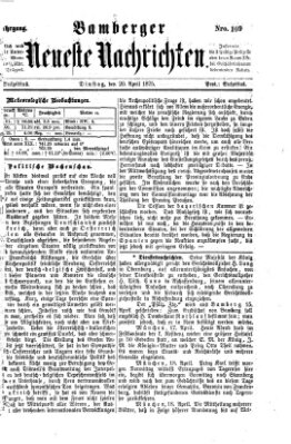 Bamberger neueste Nachrichten Dienstag 20. April 1875