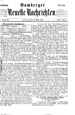 Bamberger neueste Nachrichten Freitag 23. April 1875