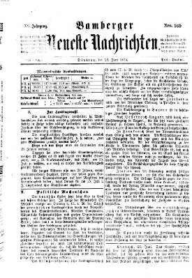 Bamberger neueste Nachrichten Dienstag 22. Juni 1875