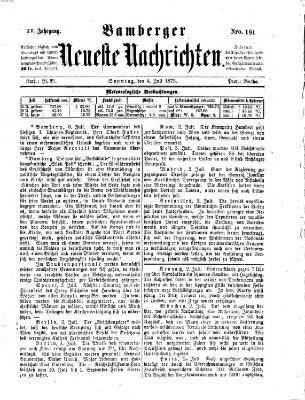 Bamberger neueste Nachrichten Sonntag 4. Juli 1875