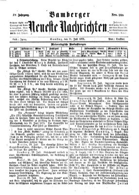 Bamberger neueste Nachrichten Samstag 31. Juli 1875