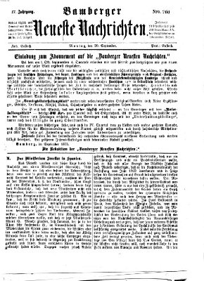 Bamberger neueste Nachrichten Montag 20. September 1875