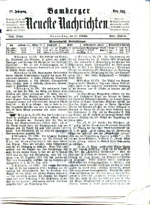 Bamberger neueste Nachrichten Donnerstag 21. Oktober 1875