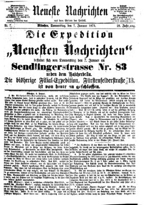 Neueste Nachrichten aus dem Gebiete der Politik (Münchner neueste Nachrichten) Donnerstag 7. Januar 1875