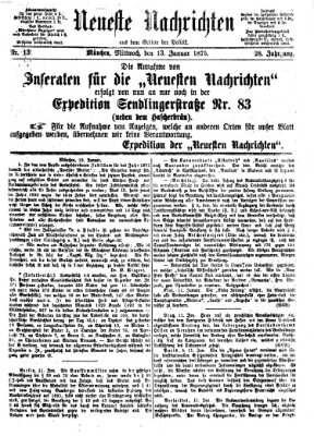 Neueste Nachrichten aus dem Gebiete der Politik (Münchner neueste Nachrichten) Mittwoch 13. Januar 1875