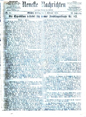 Neueste Nachrichten aus dem Gebiete der Politik (Münchner neueste Nachrichten) Freitag 5. Februar 1875