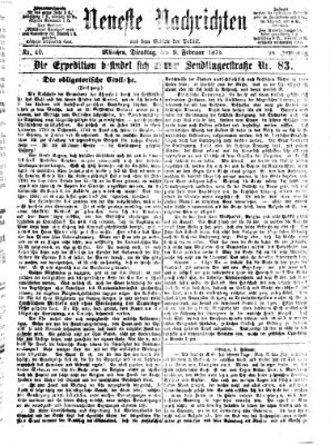 Neueste Nachrichten aus dem Gebiete der Politik (Münchner neueste Nachrichten) Dienstag 9. Februar 1875