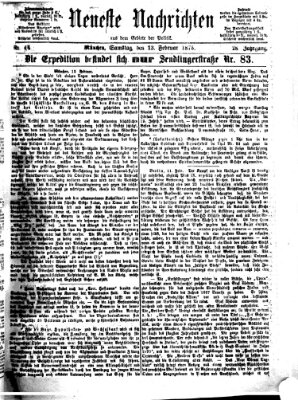 Neueste Nachrichten aus dem Gebiete der Politik (Münchner neueste Nachrichten) Samstag 13. Februar 1875