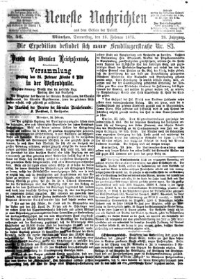 Neueste Nachrichten aus dem Gebiete der Politik (Münchner neueste Nachrichten) Donnerstag 25. Februar 1875