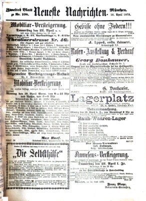 Neueste Nachrichten aus dem Gebiete der Politik (Münchner neueste Nachrichten) Sonntag 18. April 1875