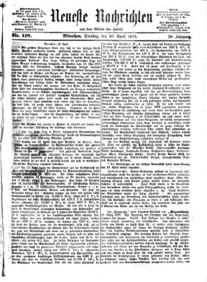 Neueste Nachrichten aus dem Gebiete der Politik (Münchner neueste Nachrichten) Dienstag 20. April 1875