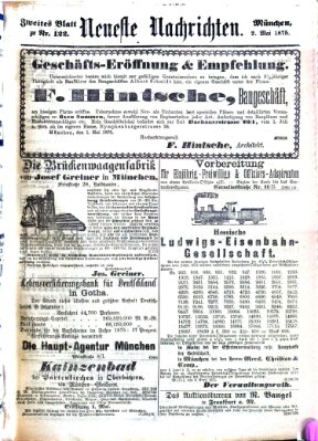 Neueste Nachrichten aus dem Gebiete der Politik (Münchner neueste Nachrichten) Sonntag 2. Mai 1875