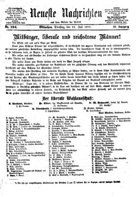 Neueste Nachrichten aus dem Gebiete der Politik (Münchner neueste Nachrichten) Dienstag 13. Juli 1875