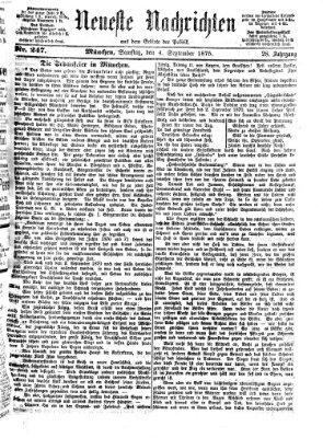 Neueste Nachrichten aus dem Gebiete der Politik (Münchner neueste Nachrichten) Samstag 4. September 1875