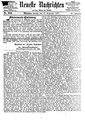 Neueste Nachrichten aus dem Gebiete der Politik (Münchner neueste Nachrichten) Freitag 17. September 1875