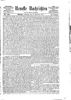 Neueste Nachrichten aus dem Gebiete der Politik (Münchner neueste Nachrichten) Mittwoch 17. November 1875