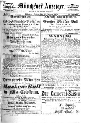 Münchener Anzeiger (Münchner neueste Nachrichten) Freitag 22. Januar 1875