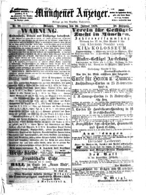 Münchener Anzeiger (Münchner neueste Nachrichten) Dienstag 26. Januar 1875