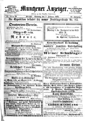 Münchener Anzeiger (Münchner neueste Nachrichten) Sonntag 7. Februar 1875