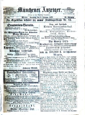 Münchener Anzeiger (Münchner neueste Nachrichten) Dienstag 9. Februar 1875