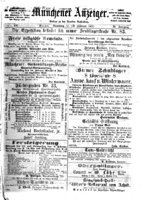 Münchener Anzeiger (Münchner neueste Nachrichten) Samstag 13. Februar 1875