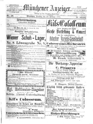 Münchener Anzeiger (Münchner neueste Nachrichten) Samstag 27. Februar 1875