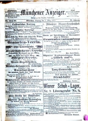 Münchener Anzeiger (Münchner neueste Nachrichten) Sonntag 7. März 1875