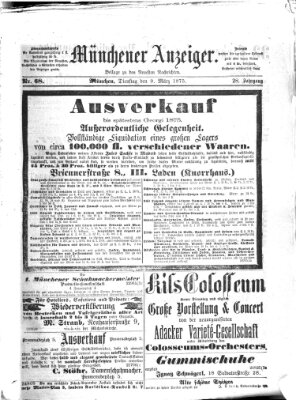 Münchener Anzeiger (Münchner neueste Nachrichten) Dienstag 9. März 1875