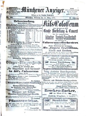 Münchener Anzeiger (Münchner neueste Nachrichten) Mittwoch 10. März 1875