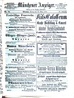 Münchener Anzeiger (Münchner neueste Nachrichten) Freitag 12. März 1875