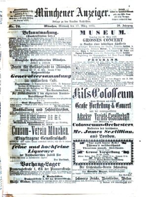 Münchener Anzeiger (Münchner neueste Nachrichten) Mittwoch 17. März 1875