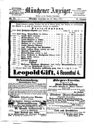 Münchener Anzeiger (Münchner neueste Nachrichten) Donnerstag 18. März 1875