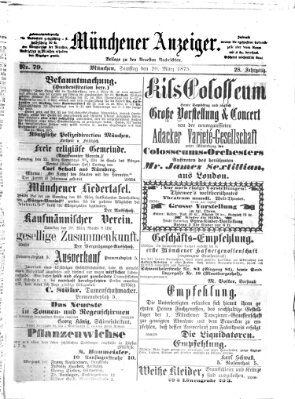 Münchener Anzeiger (Münchner neueste Nachrichten) Samstag 20. März 1875