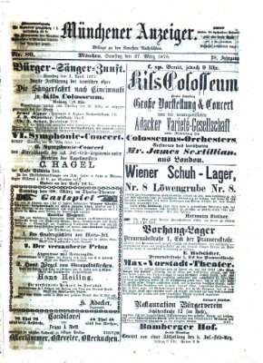 Münchener Anzeiger (Münchner neueste Nachrichten) Samstag 27. März 1875