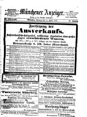 Münchener Anzeiger (Münchner neueste Nachrichten) Sonntag 11. April 1875