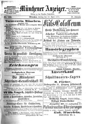 Münchener Anzeiger (Münchner neueste Nachrichten) Freitag 30. April 1875