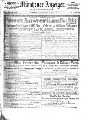 Münchener Anzeiger (Münchner neueste Nachrichten) Sonntag 9. Mai 1875