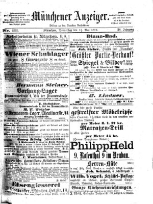 Münchener Anzeiger (Münchner neueste Nachrichten) Donnerstag 13. Mai 1875