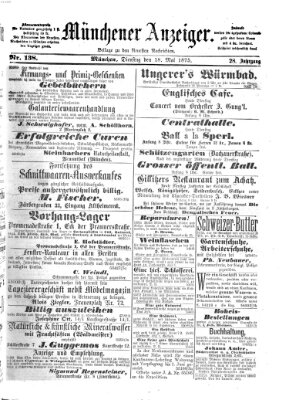 Münchener Anzeiger (Münchner neueste Nachrichten) Dienstag 18. Mai 1875