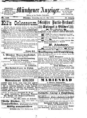 Münchener Anzeiger (Münchner neueste Nachrichten) Donnerstag 20. Mai 1875