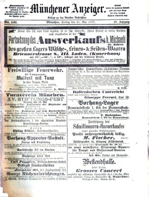 Münchener Anzeiger (Münchner neueste Nachrichten) Freitag 21. Mai 1875