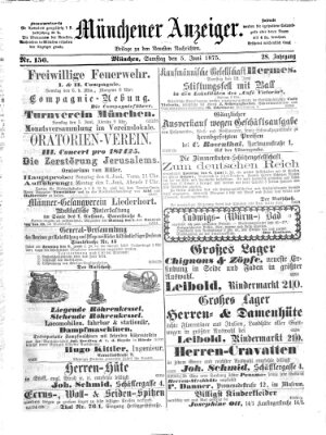 Münchener Anzeiger (Münchner neueste Nachrichten) Samstag 5. Juni 1875