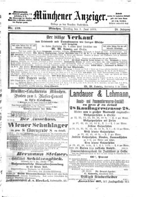 Münchener Anzeiger (Münchner neueste Nachrichten) Dienstag 8. Juni 1875
