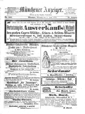 Münchener Anzeiger (Münchner neueste Nachrichten) Mittwoch 9. Juni 1875