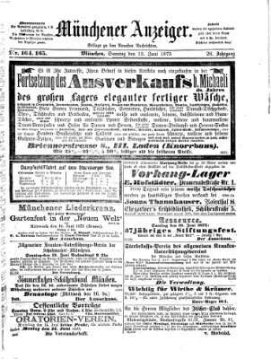 Münchener Anzeiger (Münchner neueste Nachrichten) Sonntag 13. Juni 1875
