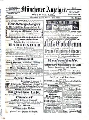 Münchener Anzeiger (Münchner neueste Nachrichten) Freitag 18. Juni 1875